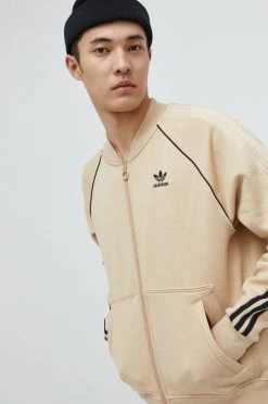 Ανδρικά Με φερμουάρ Μπλούζα Adidas Originals μπεζ,